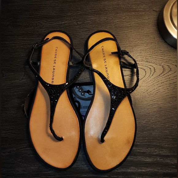 Chinese Laundry Shoes - Chinese Laundry black beaded sandals sz. 8.5